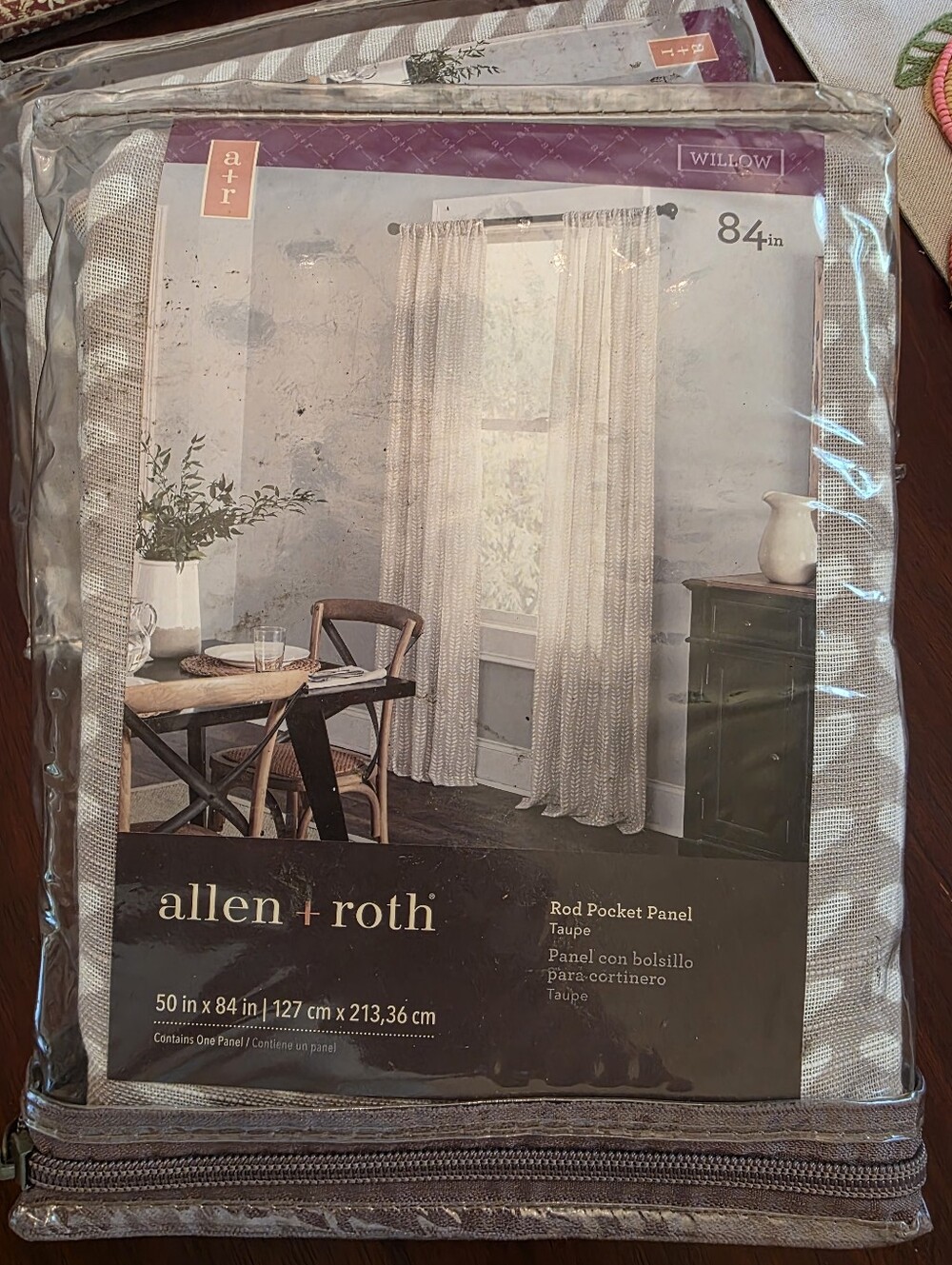 New Allen + Roth Willow Curtain Panels 50x84 Botanical Earthy Taupe Minimalist